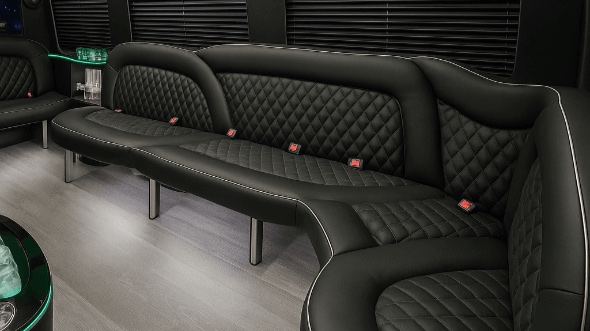 Interior of Missouri City Party Bus Company's 14 Passenger Sprinter Limousine in Missouri City