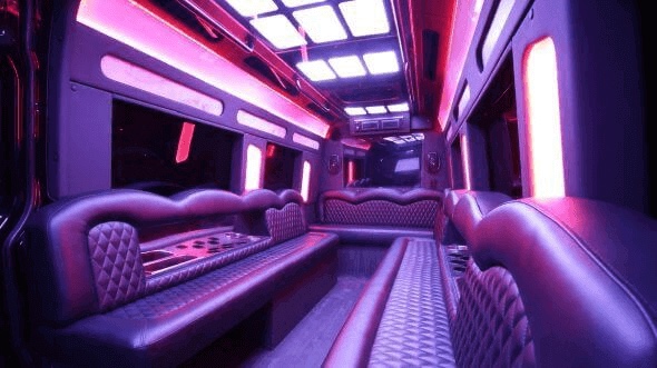 Interior of Houston Party Bus Company's 18 Passenger Party Bus in Houston