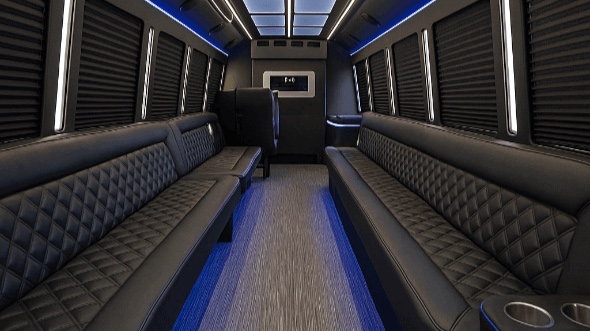 Interior of League City Party Bus Company's 28 Passenger Party Bus in League City