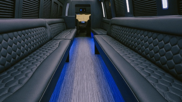 Interior of Sugar Land Party Bus Company's 28 Passenger Party Bus in Sugar Land