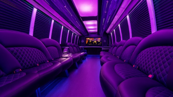 Interior of Texas City Party Bus Company's 28 Passenger Party Bus in Texas City