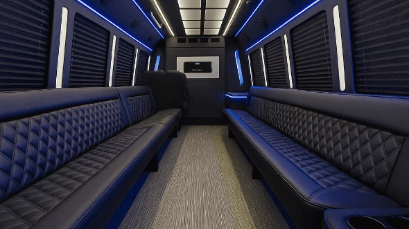 Interior of Kingwood Party Bus Company's 30 Passenger Party Bus in Kingwood