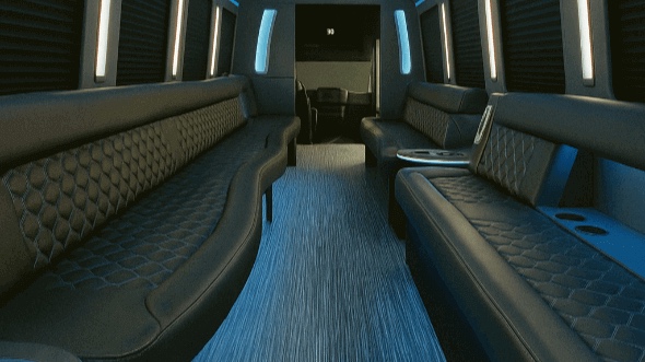 Interior of League City Party Bus Company's 30 Passenger Party Bus in League City