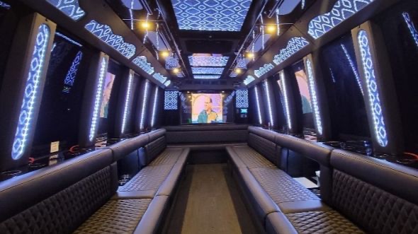 Interior of Pasadena Party Bus Company's 30 Passenger Party Bus in Pasadena