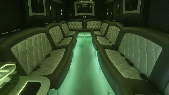 Interior of Sugar Land Party Bus Company's 30 Passenger Party Bus in Sugar Land