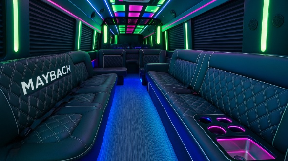 Interior of Kingwood Party Bus Company's 40 Passenger Party Bus in Kingwood
