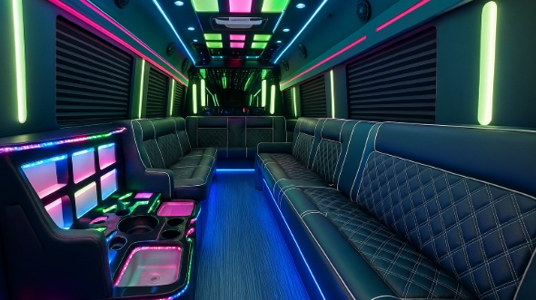 Interior of Missouri City Party Bus Company's 40 Passenger Party Bus in Missouri City