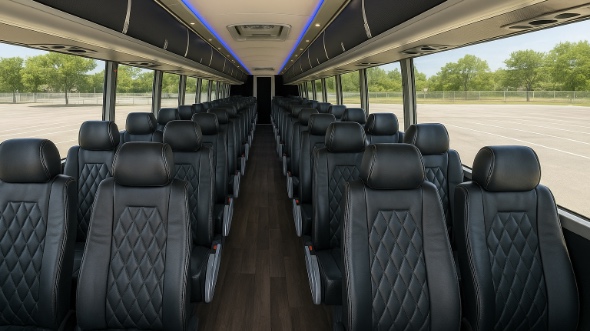 Interior of Pasadena Party Bus Company's 47 Passenger Charter Bus in Pasadena