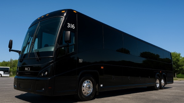 Exterior of Pasadena Party Bus Company's 47 Passenger Charter Bus in Pasadena