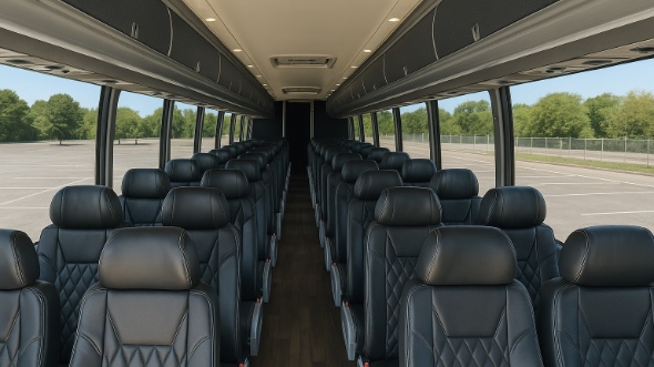 Interior of Pasadena Party Bus Company's 51 Passenger Charter Bus in Pasadena