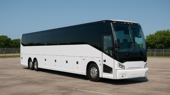 Exterior of Pasadena Party Bus Company's 54 Passenger Charter Bus in Pasadena