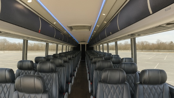 Interior of Pasadena Party Bus Company's 55 Passenger Charter Bus in Pasadena