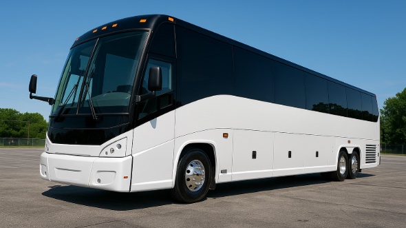 Exterior of Pasadena Party Bus Company's 56 Passenger Charter Bus in Pasadena