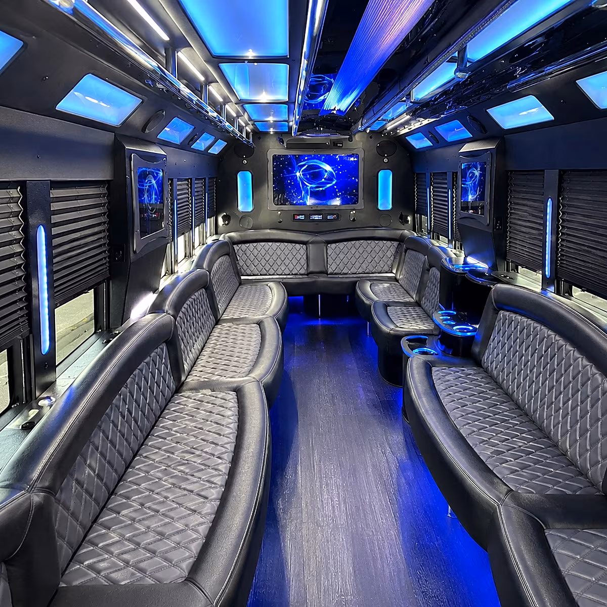 Pasadena Bachelor & Bachelorette Transportation party bus interior