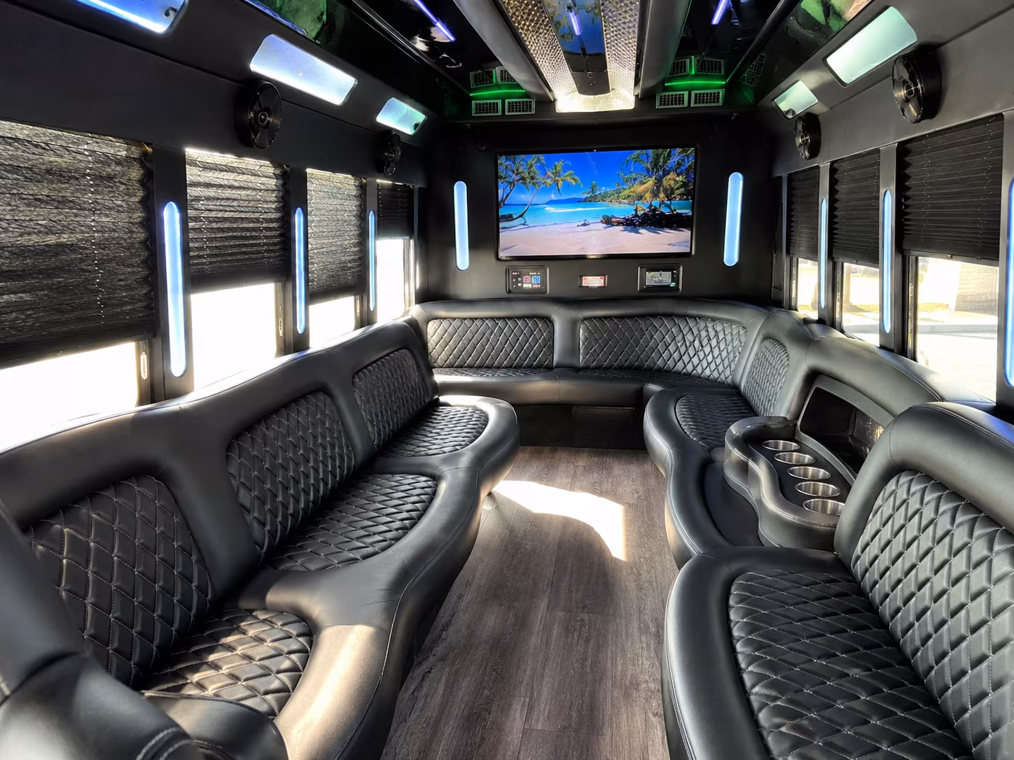 Pasadena Bachelor & Bachelorette Transportation party bus interior