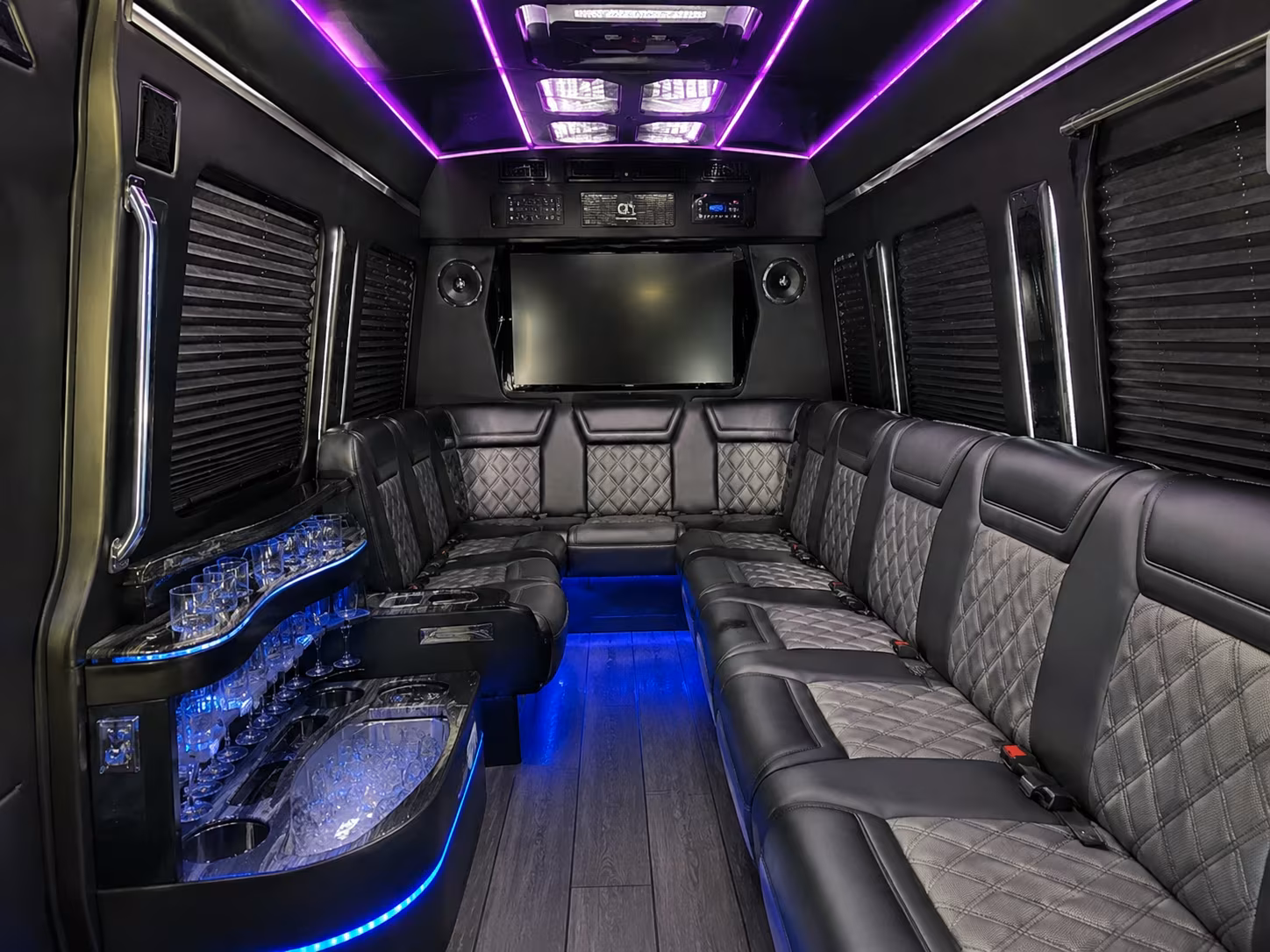 Pasadena School Event Transportation party bus exterior