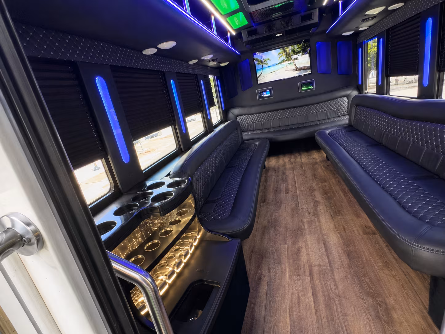 Pasadena Winery Tour & Pub Crawl Transportation party bus interior